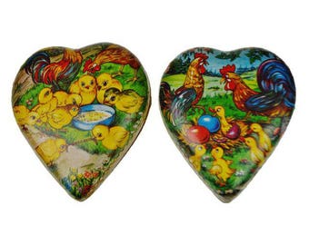 Vintage 1950's German Paper Mache Easter or Valentine's Candy Container - Set of 2