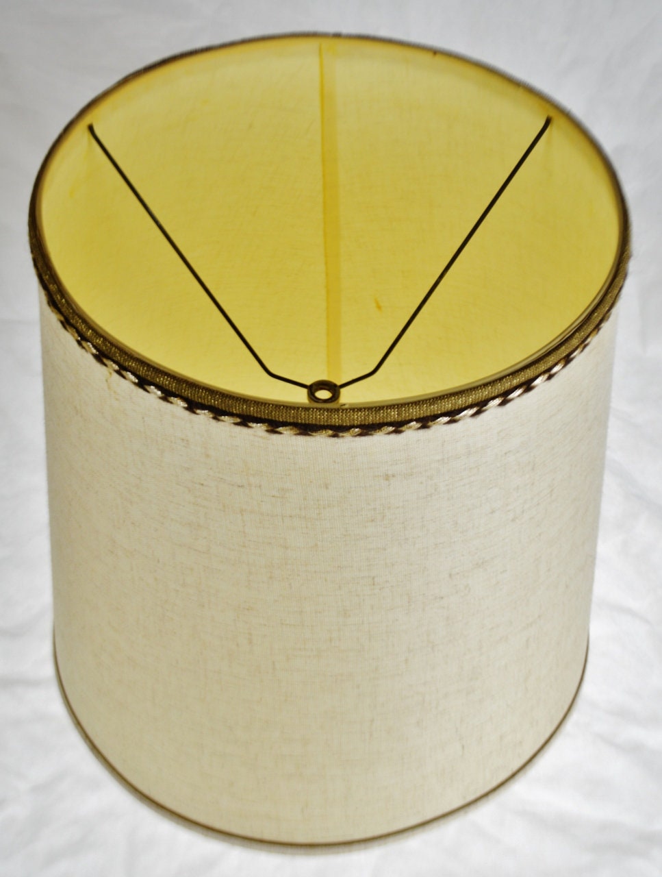 Vintage Fabric Drum Lamp Shade w/ Decorative Piping Etsy