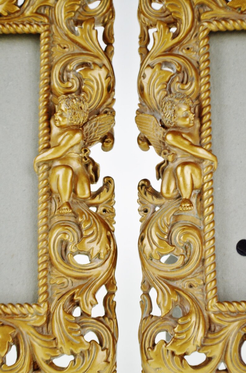 Vintage Resin Picture Frames with Cherub Design A Pair