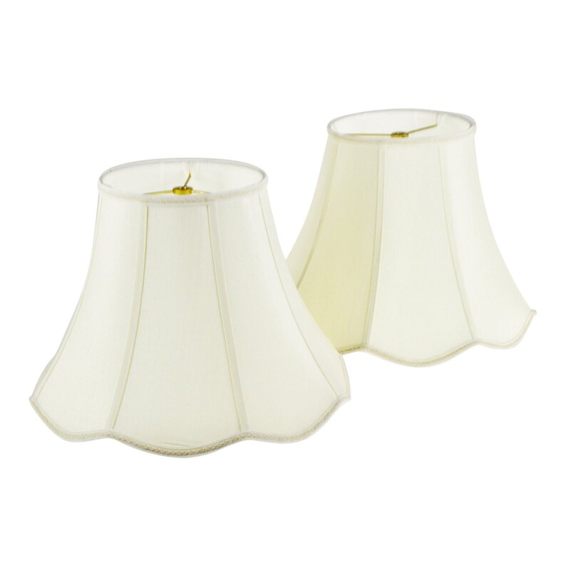 Vintage Bell Shape Scalloped Edge Fabric Lamp Shades A Pair