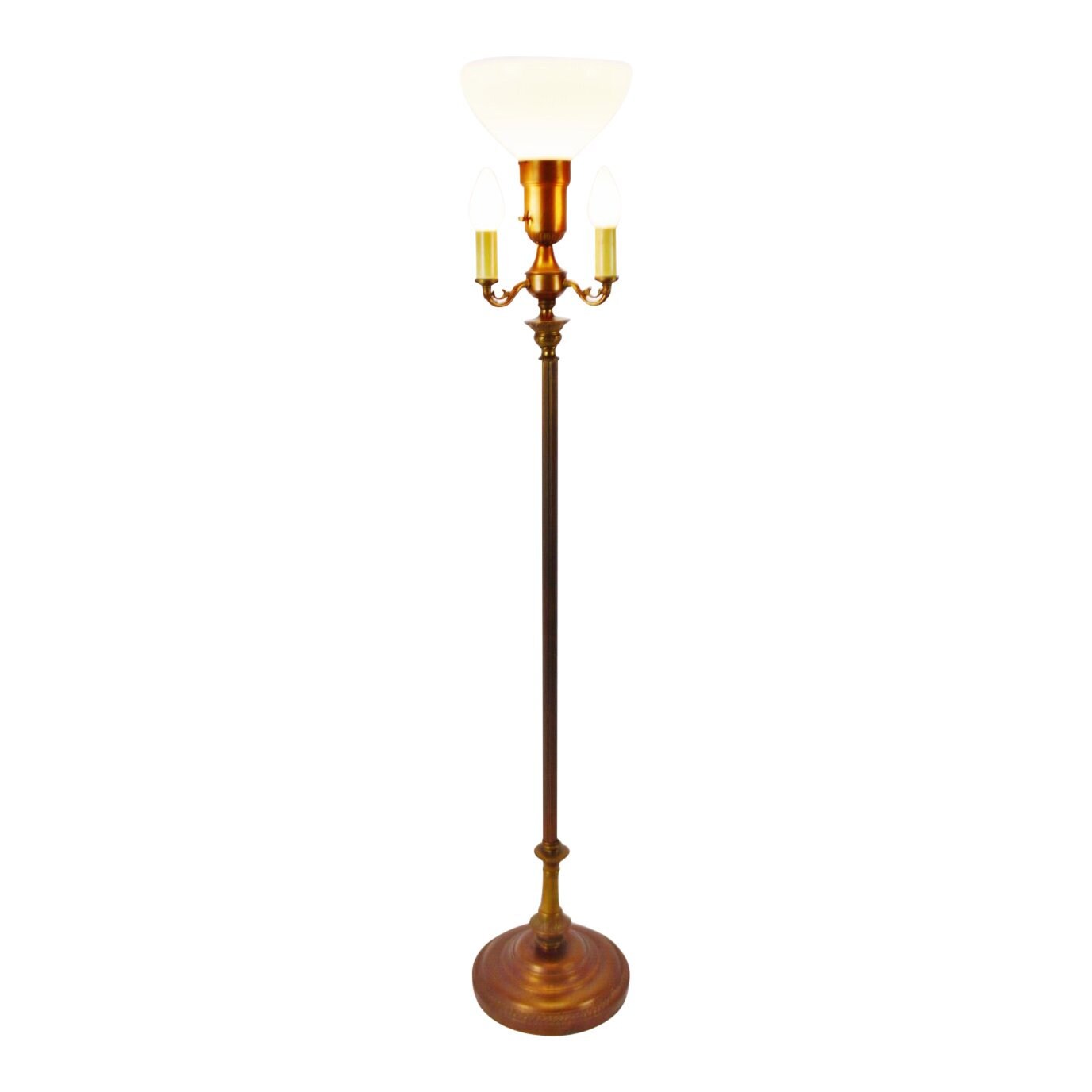 Vintage Torchiere Floor Lamp W Corning Milk Glass Diffuser Vintage Torchiere Floor Lamp W Corning, Vintage Brass Torchiere Floor Lamp