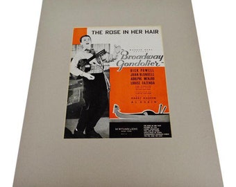 1935 The Rose In Her Hair, Broadway Gondolier Sheet Music, Music Score w/ COA