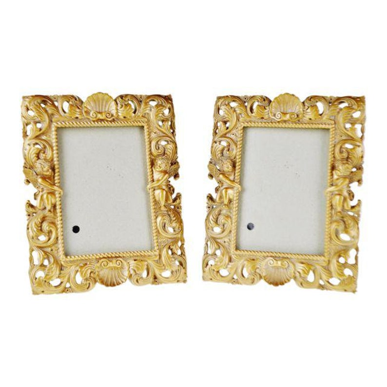 Vintage Resin Picture Frames with Cherub Design A Pair