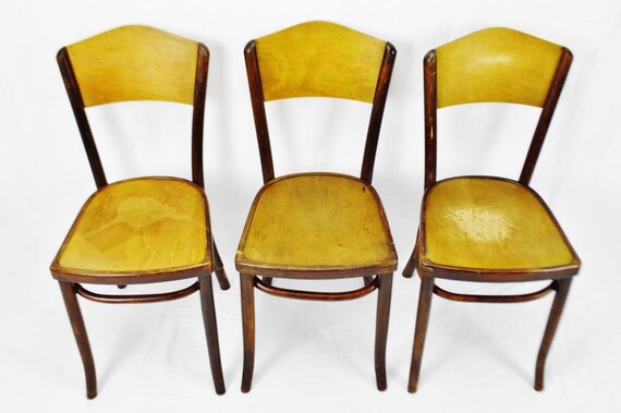 Set Of 3 Vintage 1920 S Fischel Bentwood Cafe Chairs Thonet Bentwood Style Dining Chairs Home Living Furniture