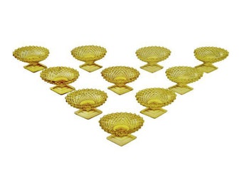 Vintage Amber Cut Glass Salt Cellars - Group of 10