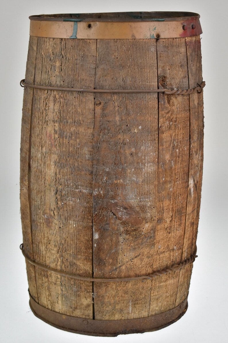 Antique Wooden Nail Keg Cask Barrel Etsy