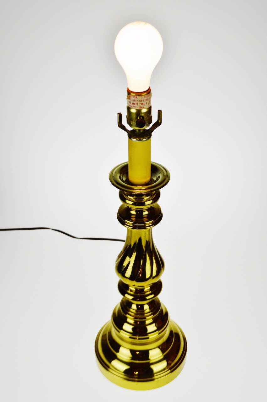 Mid Century Brass Colored Metal Table Lamp Etsy