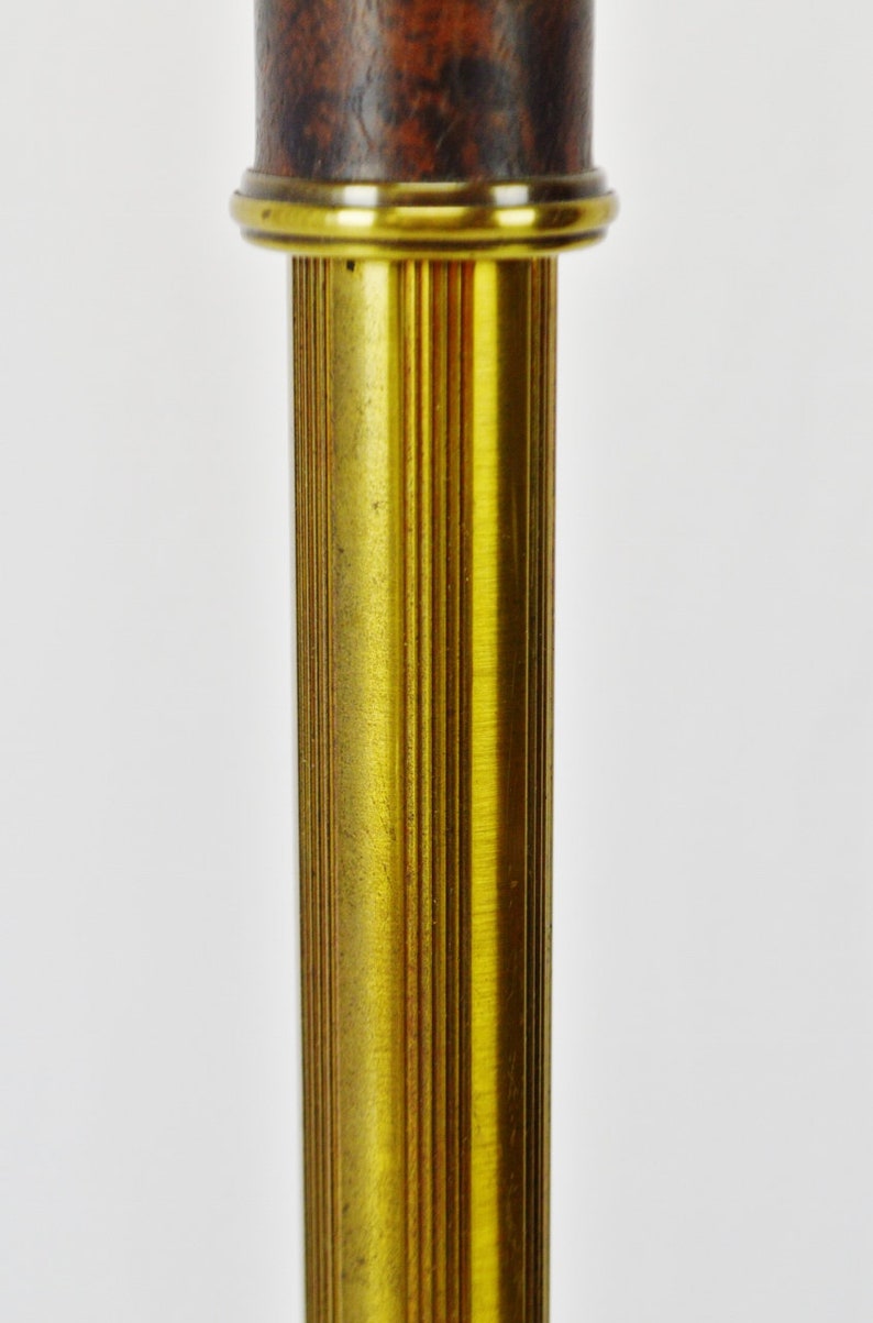 Vintage Brass Swing Arm Torchiere Floor Lamp with Milk Glass Diffuser