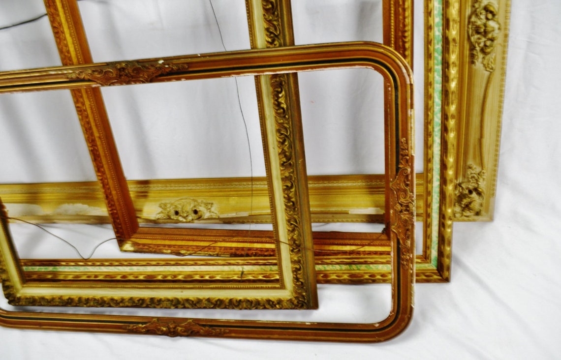 Vintage Large Wood Picture Frames Group of 5 Etsy