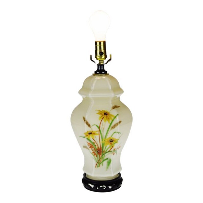 Vintage Reverse Painted Glass Ginger Jar Style Table Lamp