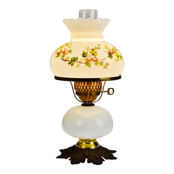Vintage Hand Painted Glass Parlor Lamp Etsy Australia