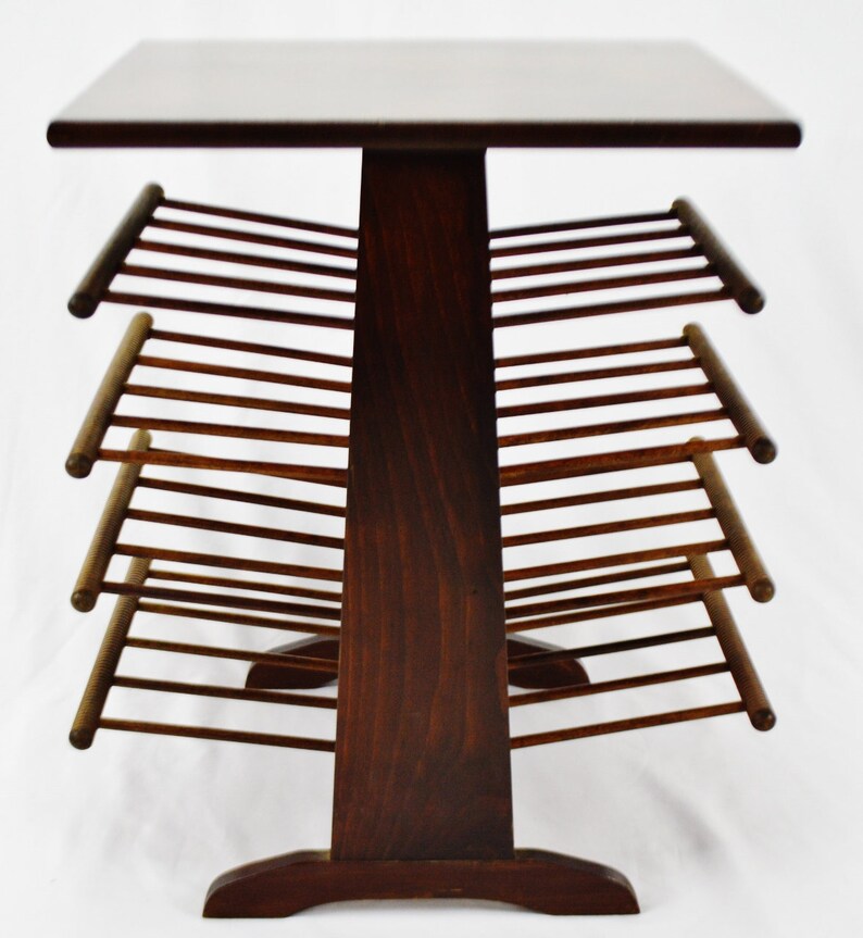 Vintage Wood Spindle Magazine Rack End Table Etsy