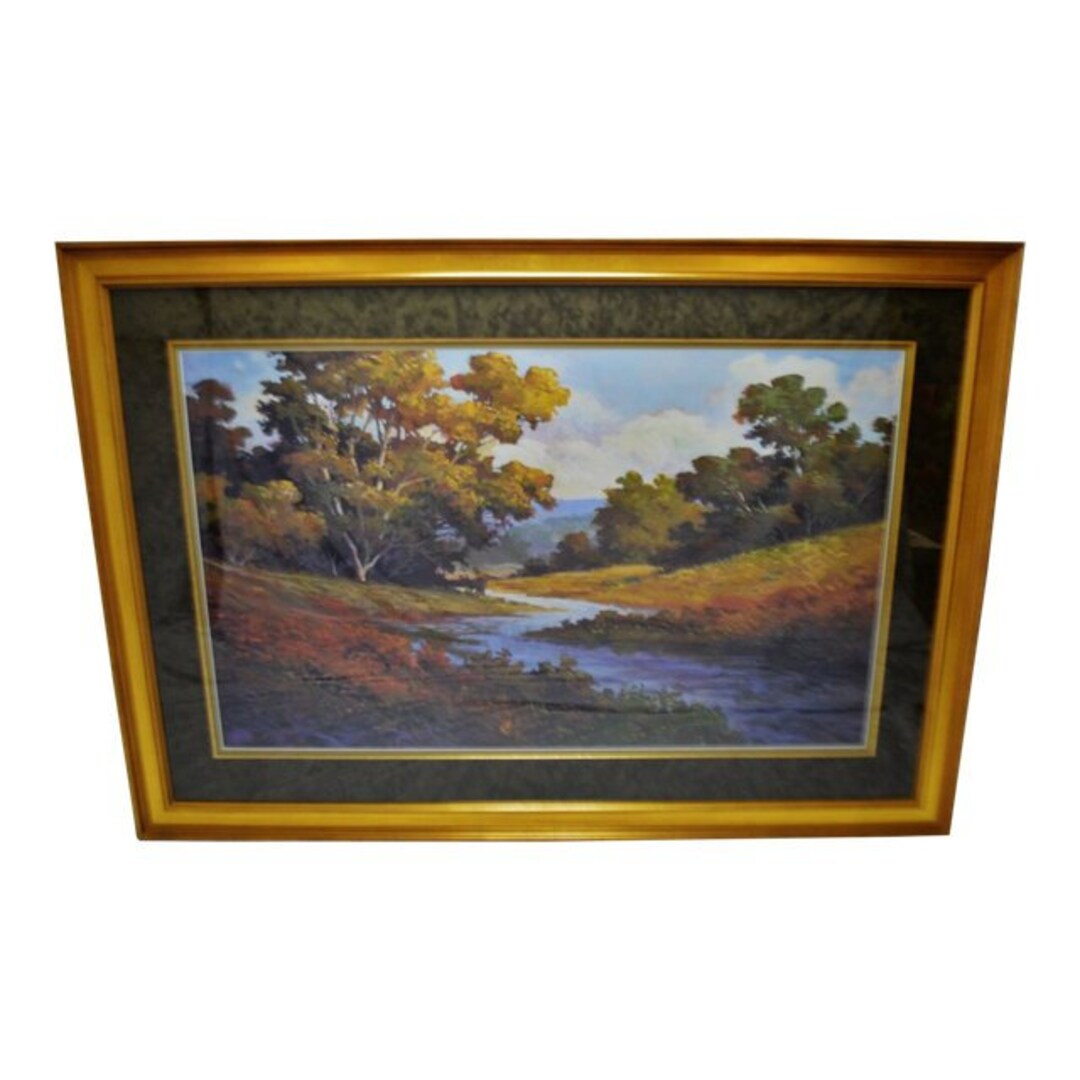 Vintage Large Framed Landscape Print 65 X 46 Etsy