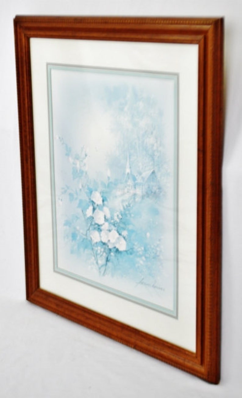 Vintage Framed Andres Orpinas Blue Monochromatic Landscape Print - Etsy