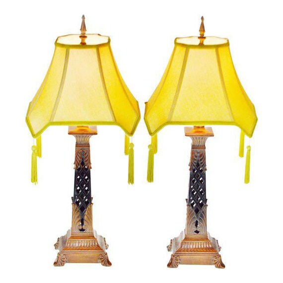Vintage Berman Reticulated Metal Table Lamps Heavy Berman Reticulated Metal Table Lamps