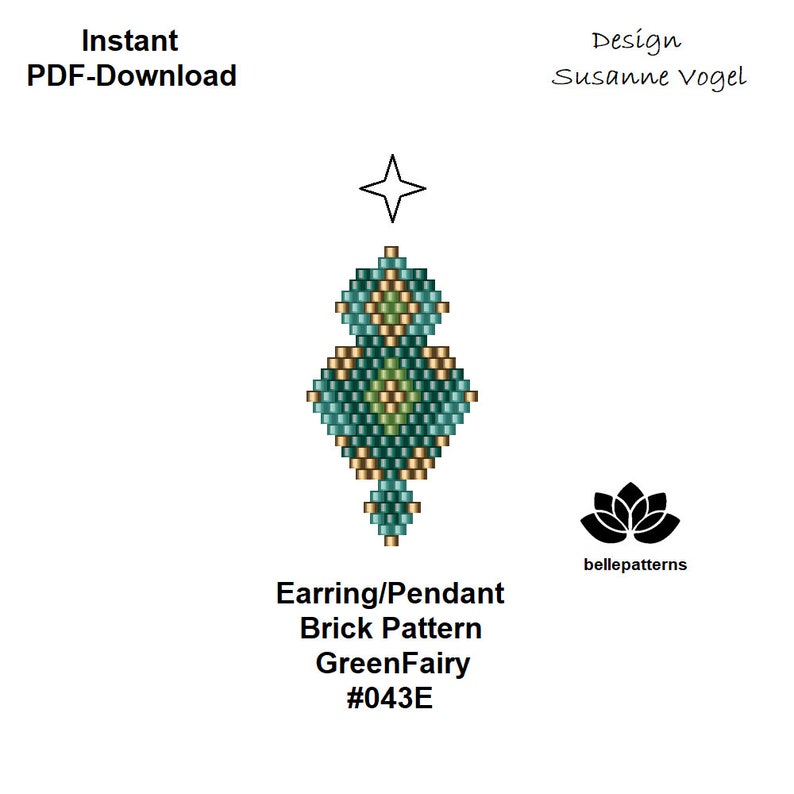 Beaded Earring Pattern Brick Stitch Pdf Download 043e Diy Beading Pattern Earring Pattern Pdf Pendant Pattern Pdf Brick Pattern Pdf - 