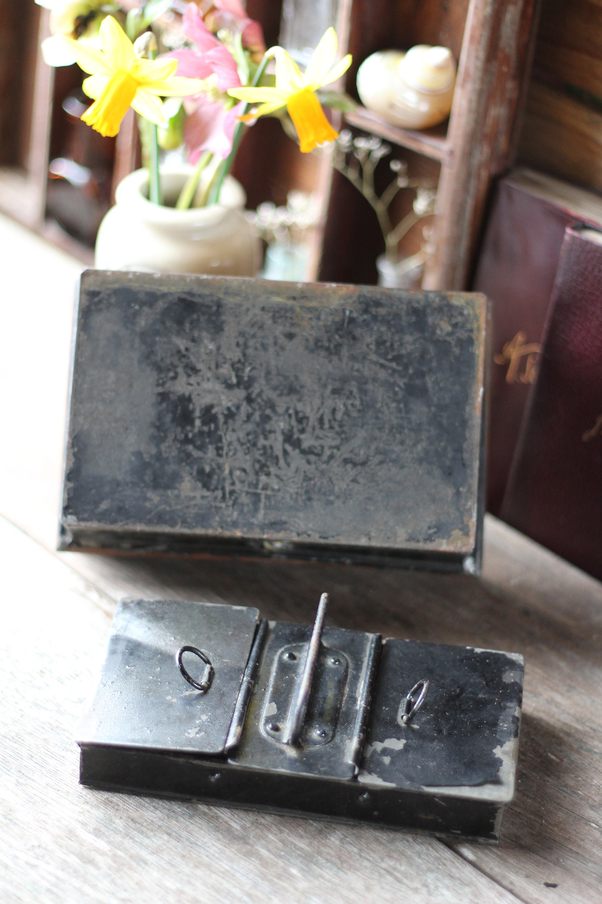 Vintage Tin Money Box / Lovely Patina / Without Key / Vintage Etsy