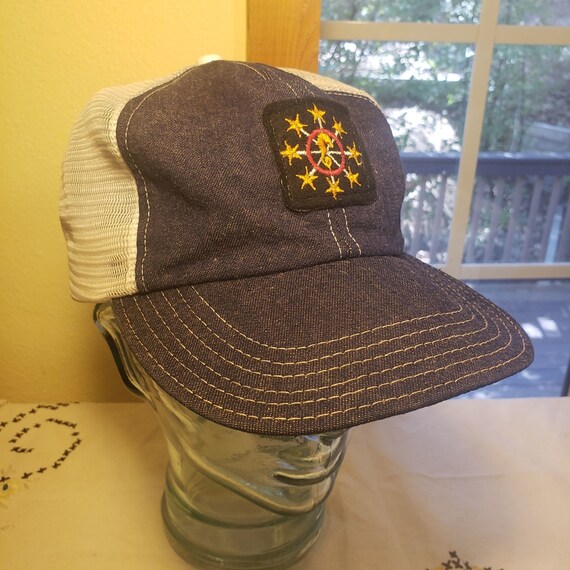 Seahorse Vintage 8 Gold Star Denim Trucker Hat