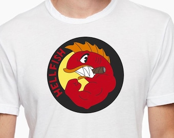 Flying Hellfish T-Shirt: Funny Simpsons Cartoon, Retro Style