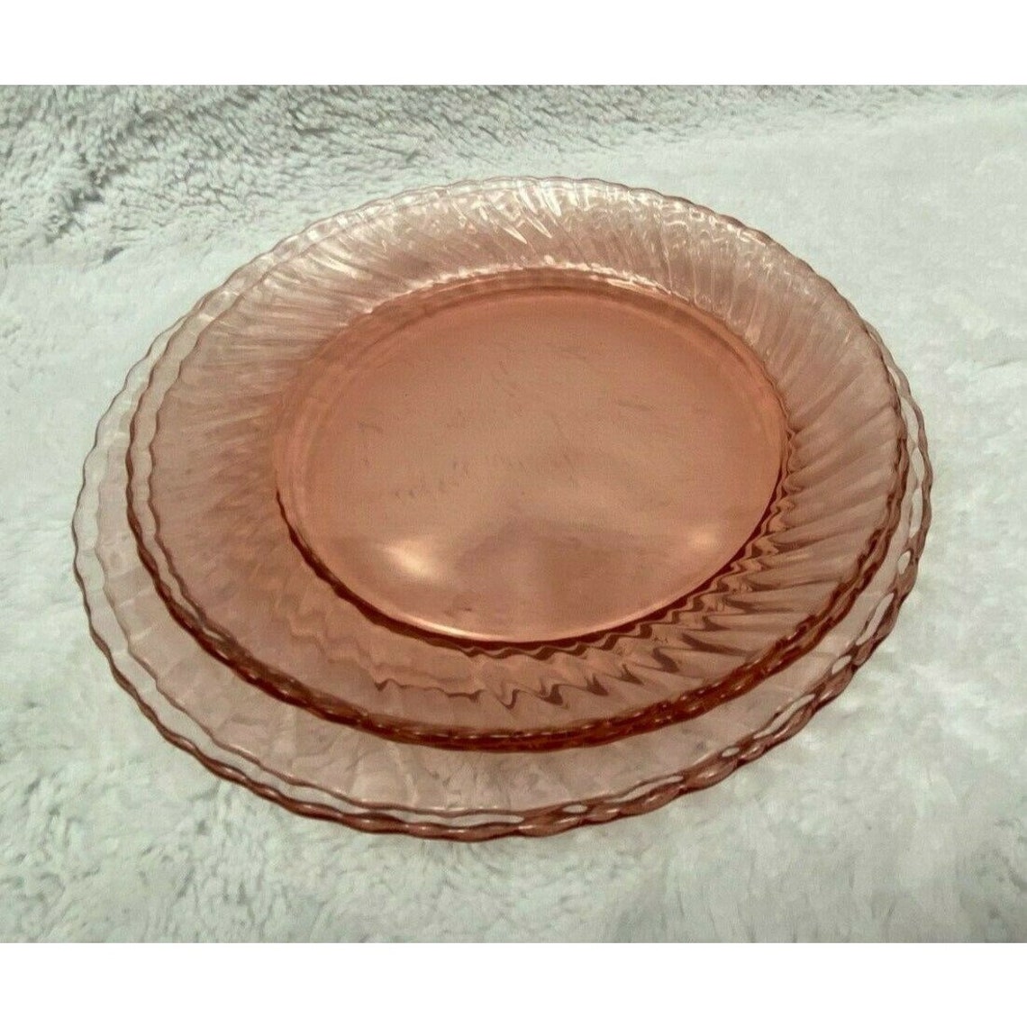 Vintage Pink Depression Glass 2 Salad Plates 2 Dessert Plates Etsy UK