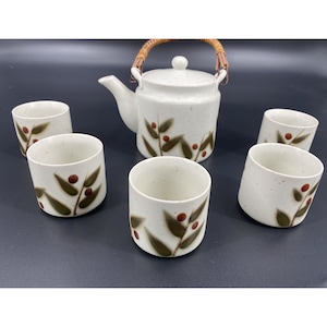 VTG OTAGIRI Bittersweet MCM Teapot 5 Cups Wicker Handle Hand Crafted Japan