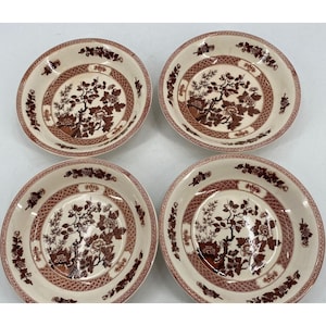 VTG Nasco Indian Tree Transferware Round Dessert Soup Bowls Set of (4) 7.75"