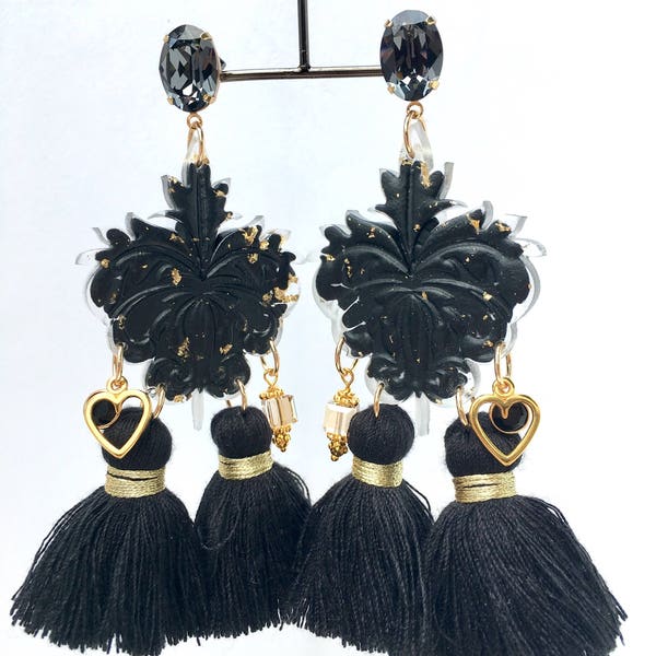 Earrings "Rococo" black magic