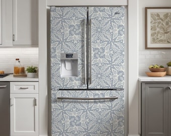 Floral Refrigerator Wrap, Removable Vinyl Fridge Decal