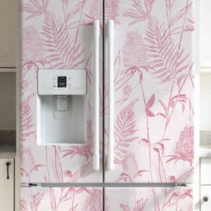Fridge Wrap. Botanical Fridge Decal. Vinyl Cover for Refrigerator. Removable Fridge wallpaper for Side-by-Side, French Door, etc.