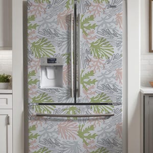 Refrigerator vinyl wrap. Fridge decal. Kitchen appliance decor. Removable fridge door wrap for Side-by-Side, French, etc.