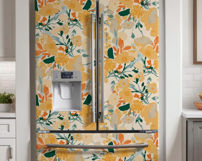 Fridge Wrap Coastal Art, Refrigerator Wrap Vinyl Side by Side ...