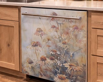 Dishwasher Cover Magnetic or Vinyl Decal. Wildflower Kitchen Appliance Cover. Custom Sizes Available.