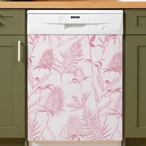 Dishwasher magnet. Dishwasher cover. Dishwasher magnetic cover. Vinyl dishwasher decal botanical theme. Cottagecore kitchen decor.