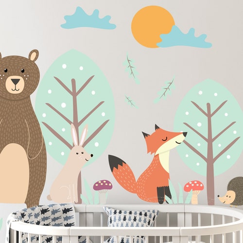 Woodland Animals Nursery Wall Decal Forest Animals Decals Etsy