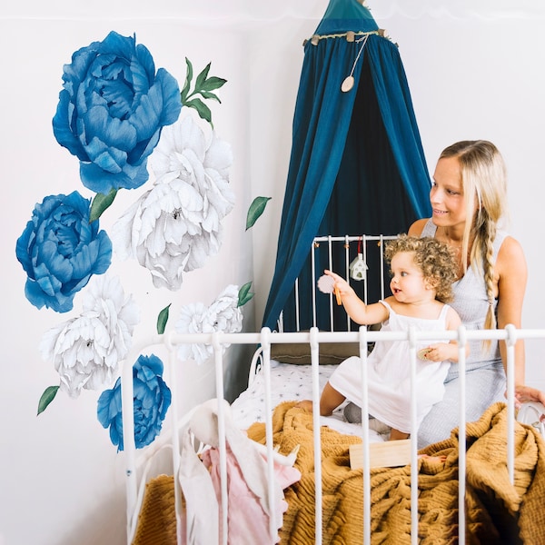 Large Flower Decal Blue Etsy