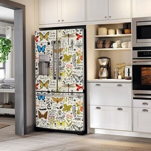 Fridge Wrap With Dishwasher. Removable Fridge Skin for Side-by-side