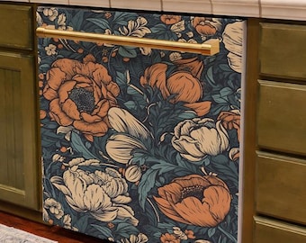 Poppy Dishwasher Cover: Magnetic or Vinyl Kitchen Decor.