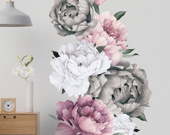 16  Large Peonies Wall Decals, Mix Flower wall decals, Peony Flower Wall Decal, Floral Wall Decals, Watercolor Flower Wall Decals, Peony kit