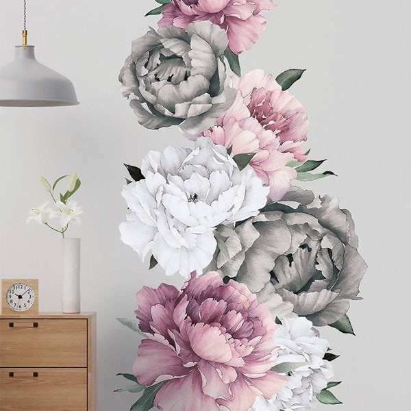 16  Large Peonies Wall Decals, Mix Flower wall decals, Peony Flower Wall Decal, Floral Wall Decals, Watercolor Flower Wall Decals, Peony kit