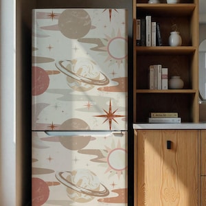 Fridge wrap. Refrigerator Decal. Fridge Vinyl Wrap Space. Fridge wrap for Beige kitchen. Side-by-Side, French Door, Bottom Freezer, etc.