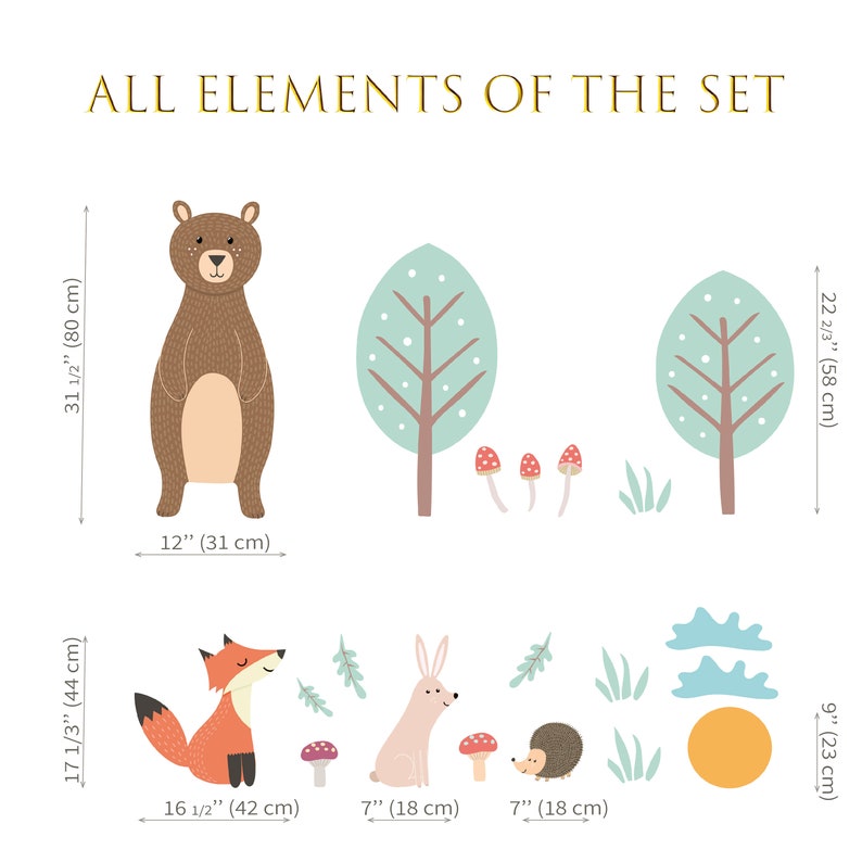 Woodland Animals Nursery Wall Decal Forest Animals Decals Etsy