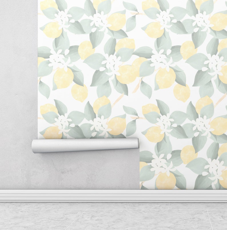 Kitchen Wallpapers Lemon Wallpaper for Kitchen Peel Ans - Etsy