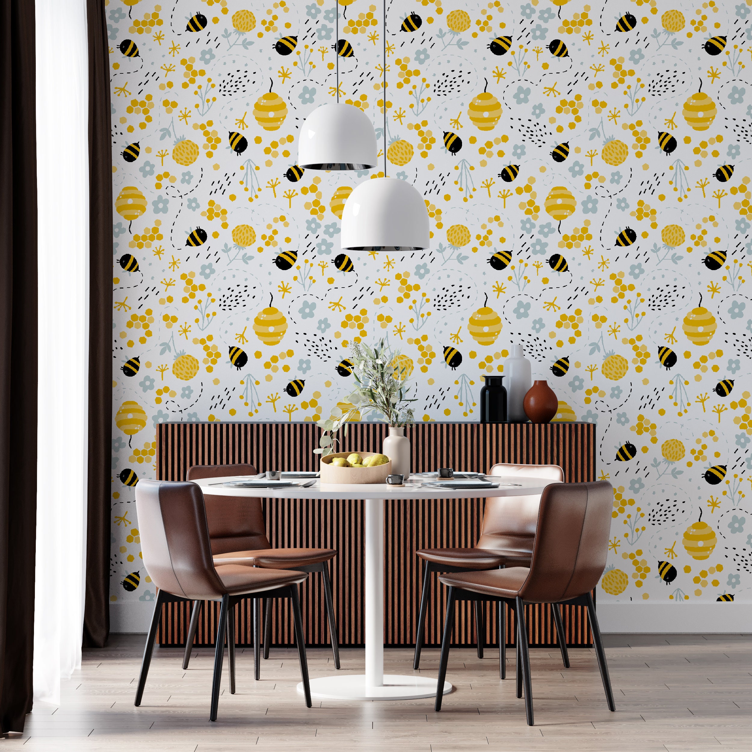 Wallpaper with honey bees Bees Murals Peel&Stick Wallpapers | Etsy