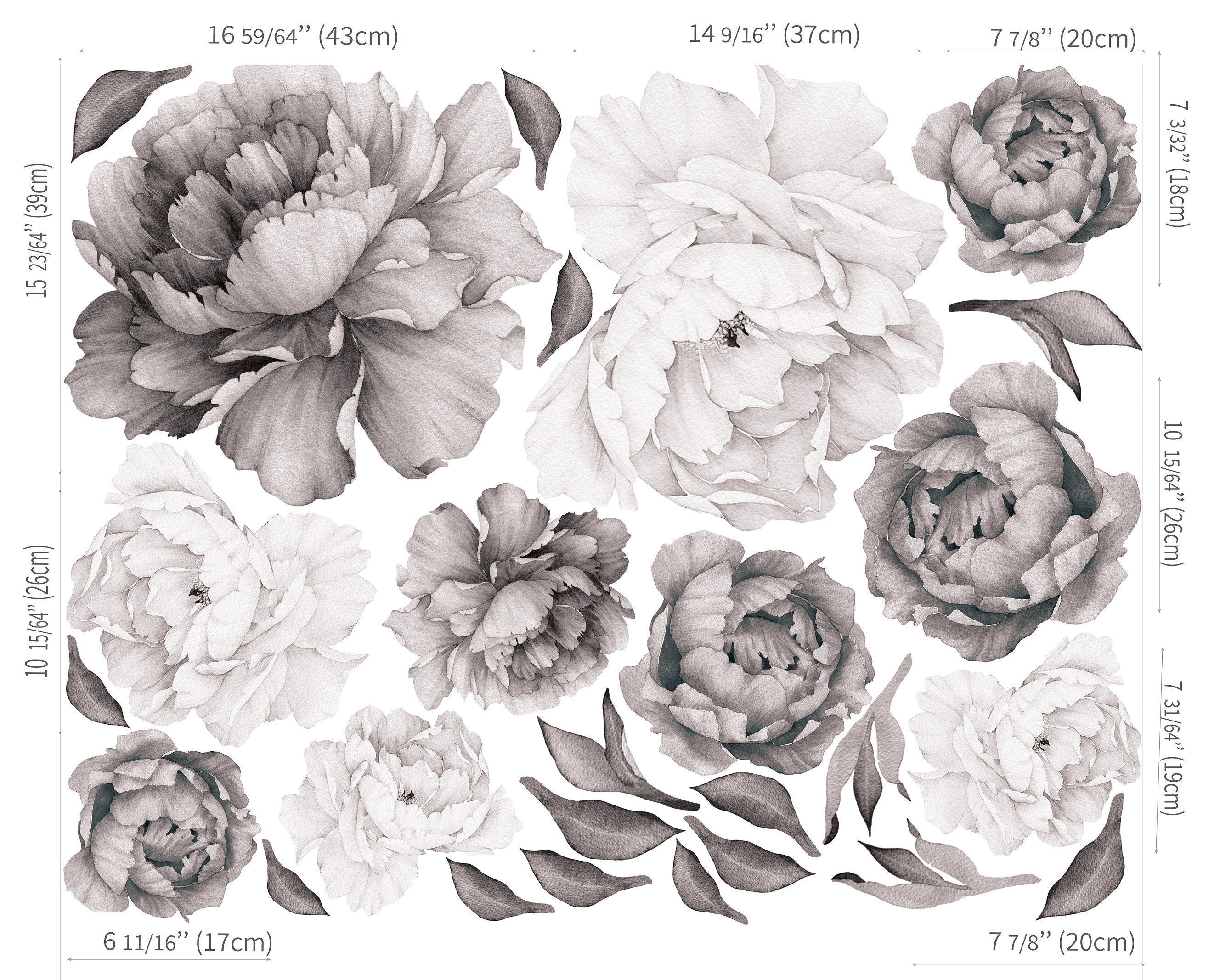 Peony Floral Wall Decals Peony Flowers Wall Decals Floral Etsy