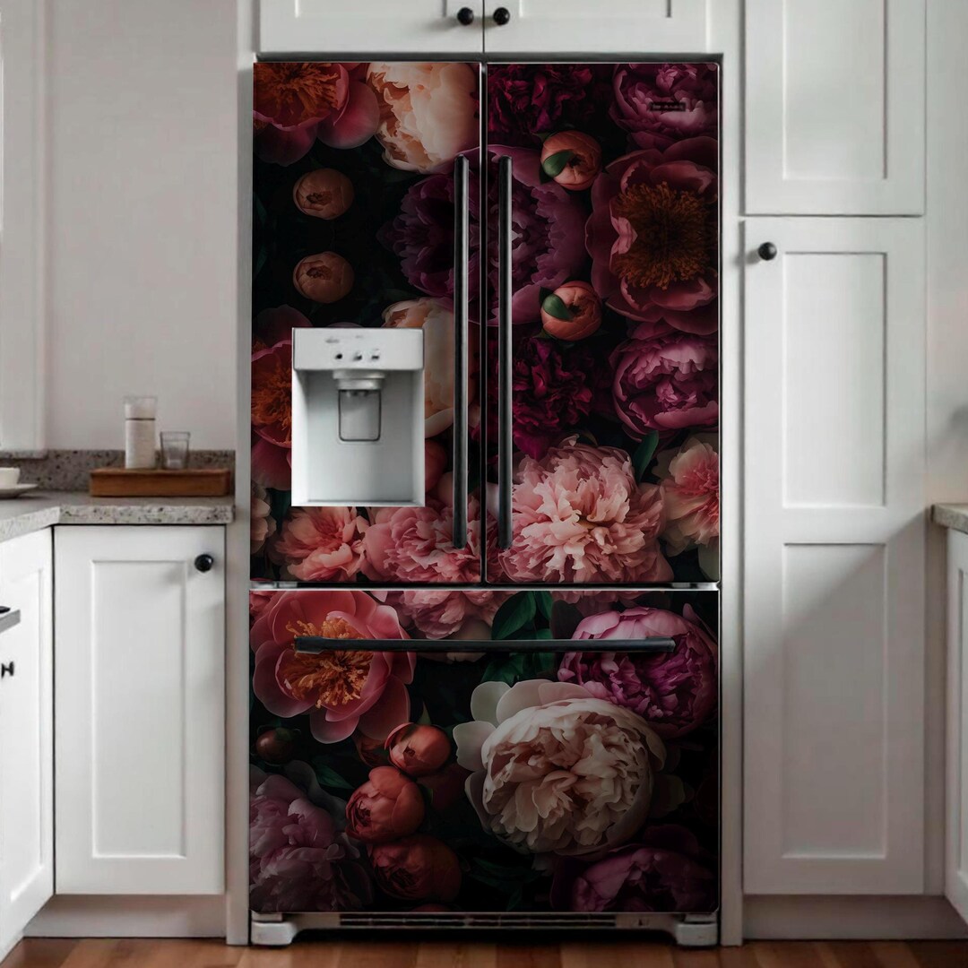 Peony Rose Refrigerator Wrap, Floral Fridge Decal - Etsy