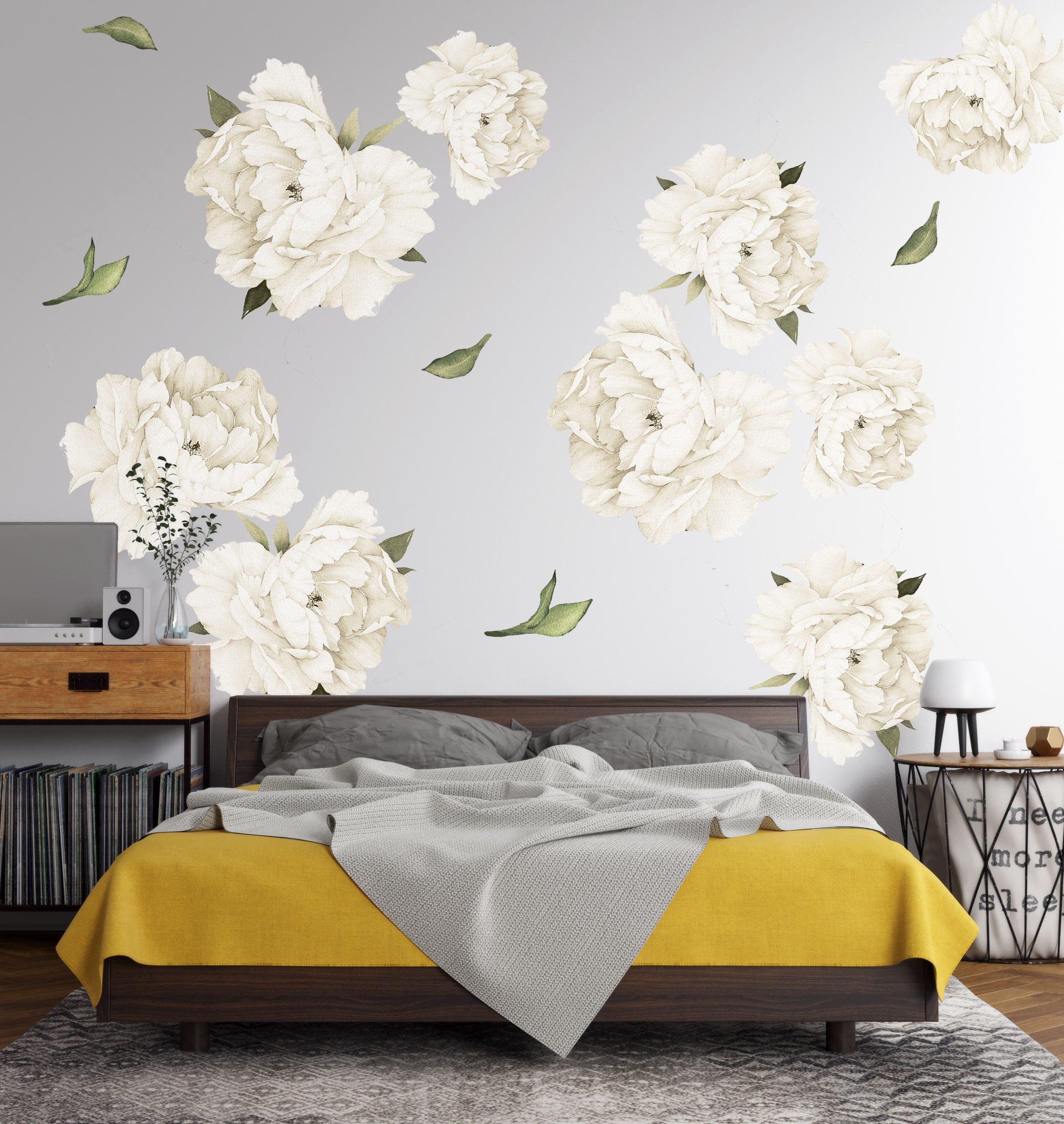 White Peony Wall Decals: Cool or Warm Floral Stickers - Etsy