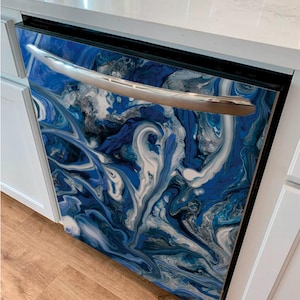 Blue Marble Dishwasher Magnet Cover. Kitchen Refresh Decal.