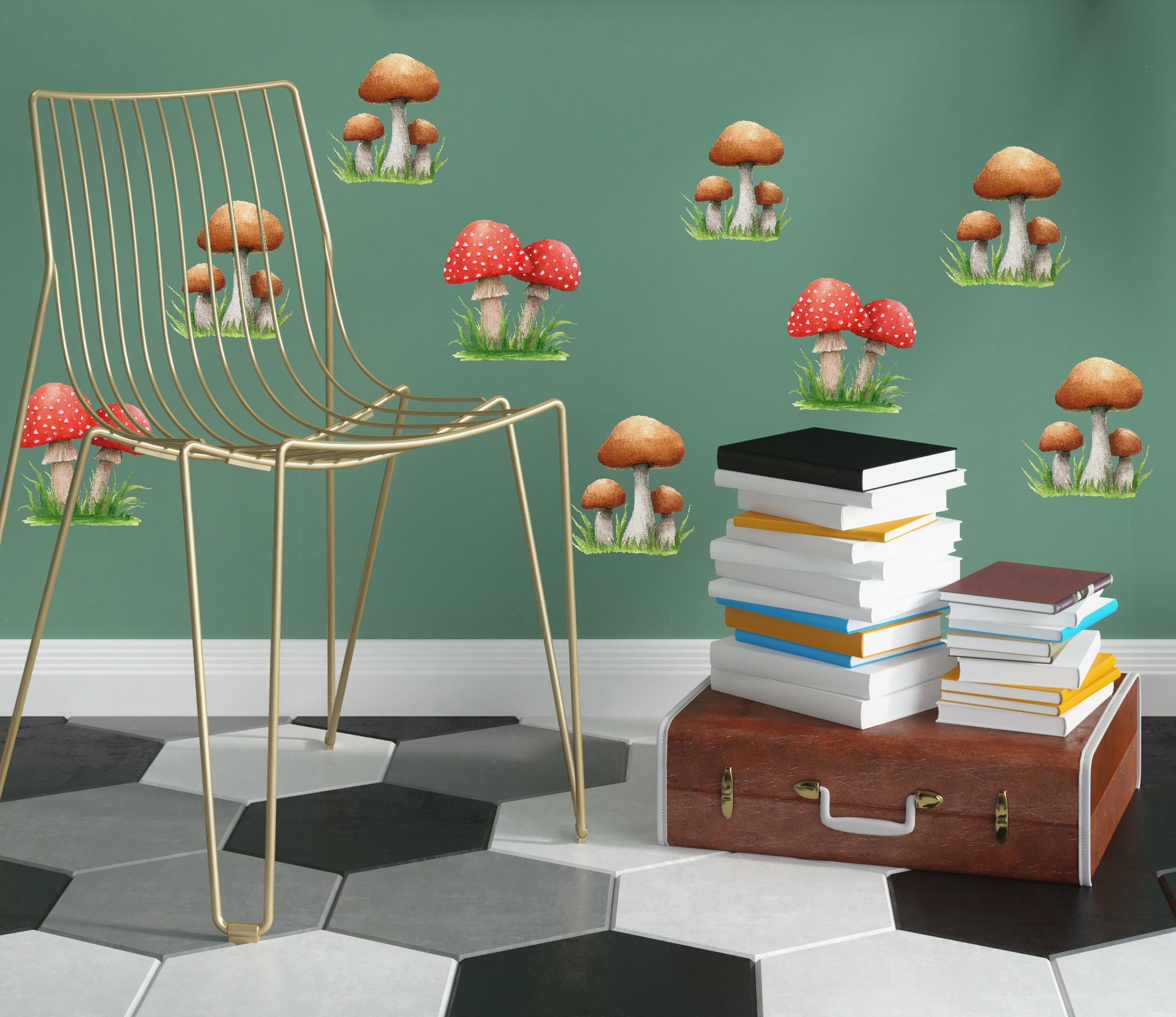 Mushroom decal Mushroom Pattern Wall Decal Aesthetic decal Etsy