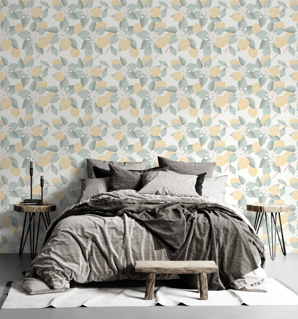 Kitchen Wallpapers Lemon Wallpaper for Kitchen Peel Ans - Etsy