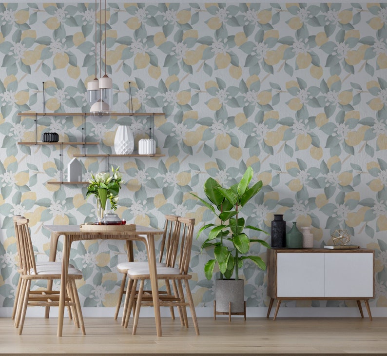 Kitchen Wallpapers Lemon Wallpaper for Kitchen Peel Ans - Etsy